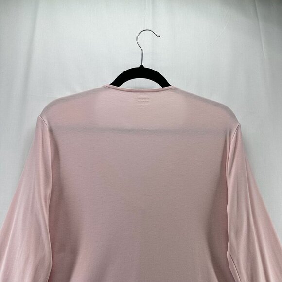 Lands End Top Womens Sz M Supima Micro Modal 3/4 Sleeve Notch Neck Tunic Pink - Picture 5 of 11